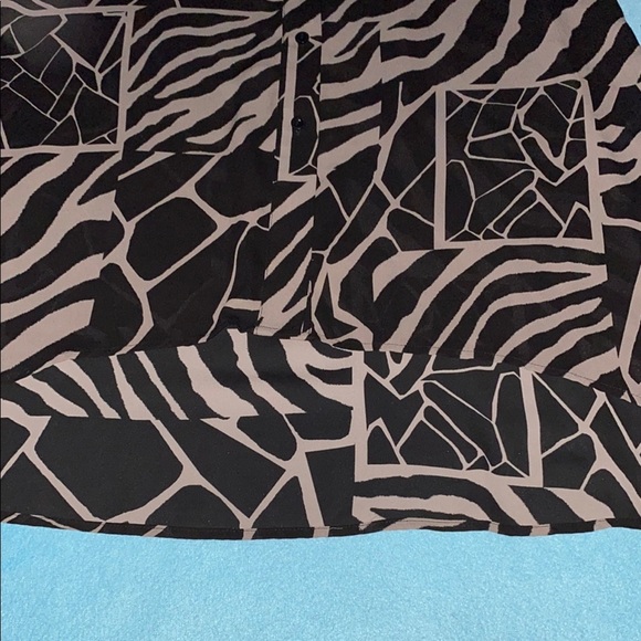 SUSAN GRAVER shirt dress tunic button up semi-sheer animal print midi NEW size 8 - Picture 4 of 11